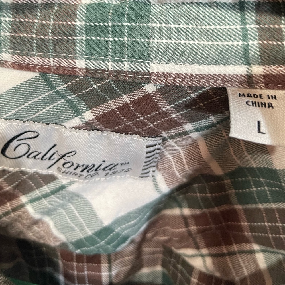 California Green and Brown Button Down Polo Collar Shirt